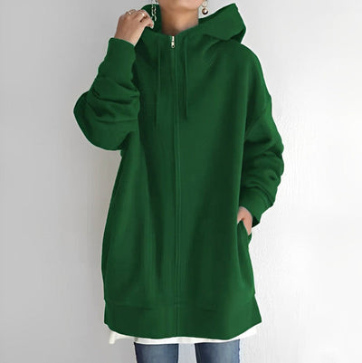 Kerenza – gemütlicher fleecepullover mit kapuze und reibverschluss