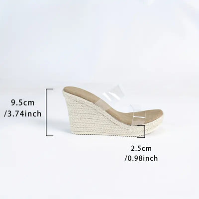 Lilou – Espadrille-Pantoletten mit transparentem Riemen und Keilabsatz