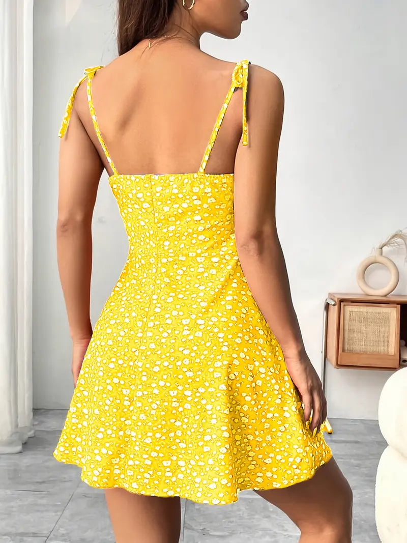 Maxine – Minikleid mit Blumenmuster und Bindebändern
