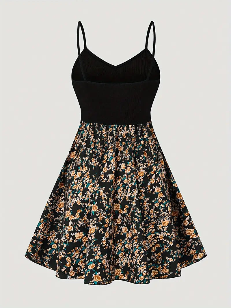 Sofee – A-Linien-Minikleid mit Blumenmuster und Spaghettiträgern