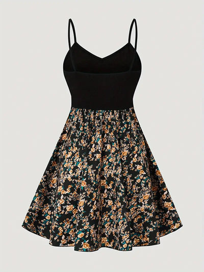 Sofee – A-Linien-Minikleid mit Blumenmuster und Spaghettiträgern
