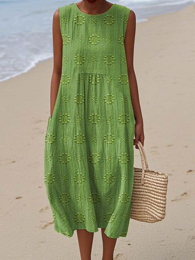 Gracelyn | Leichtes, besticktes ärmelloses Strandkleid