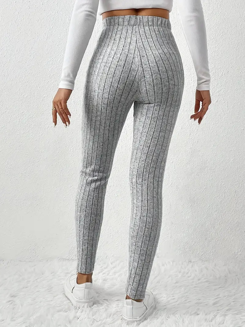 Elvida – Rippstrick-Leggings mit hohem Bund