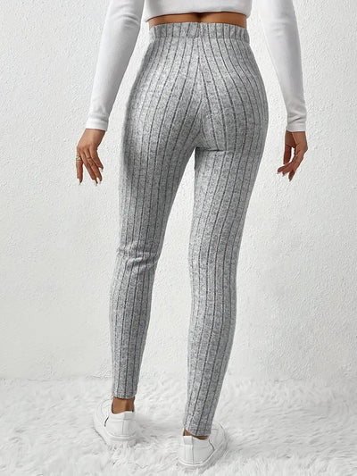 Elvida – Rippstrick-Leggings mit hohem Bund