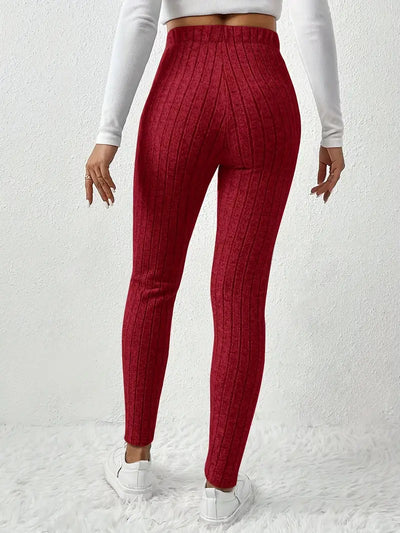 Zhari – Rippstrick-Leggings mit hohem Bund und Kordelzug
