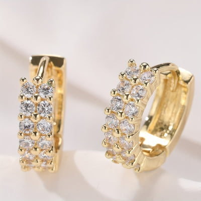 Goldene Duo Hoops Ohrringe 18K Plated Sparkle Zirkonia Ohrringe