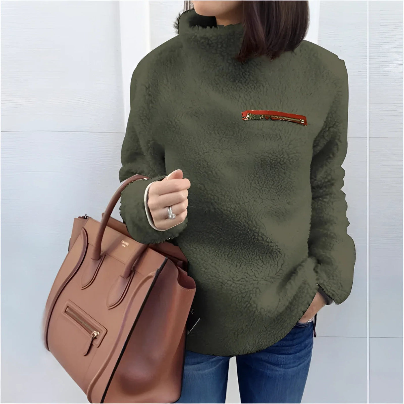 Fleece-Rollkragenpullover - Loreen