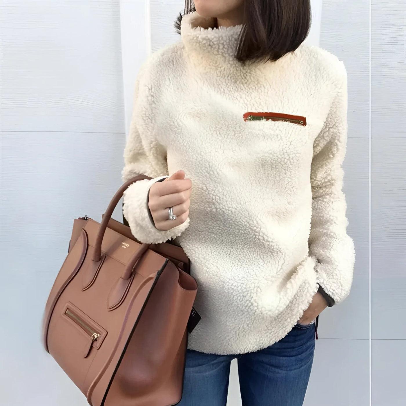 Fleece-Rollkragenpullover - Loreen