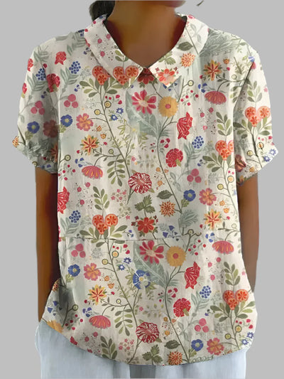 LARA™ | Vintage-Bluse in Leinenoptik