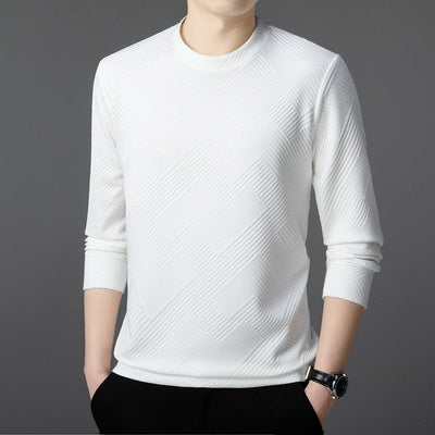 Stefan | Geometrisch gemusterte Comfort Herren Jacquard Crewneck T-Shirts