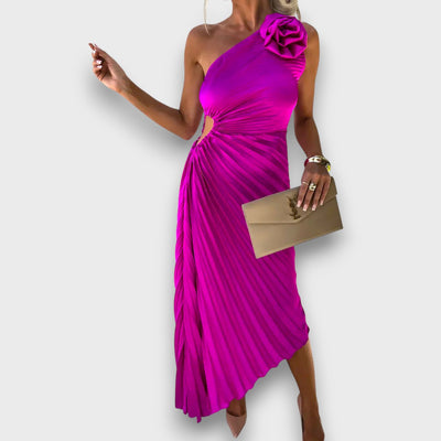 Lunelle – Asymmetrisches Kleid mit Rosendetail