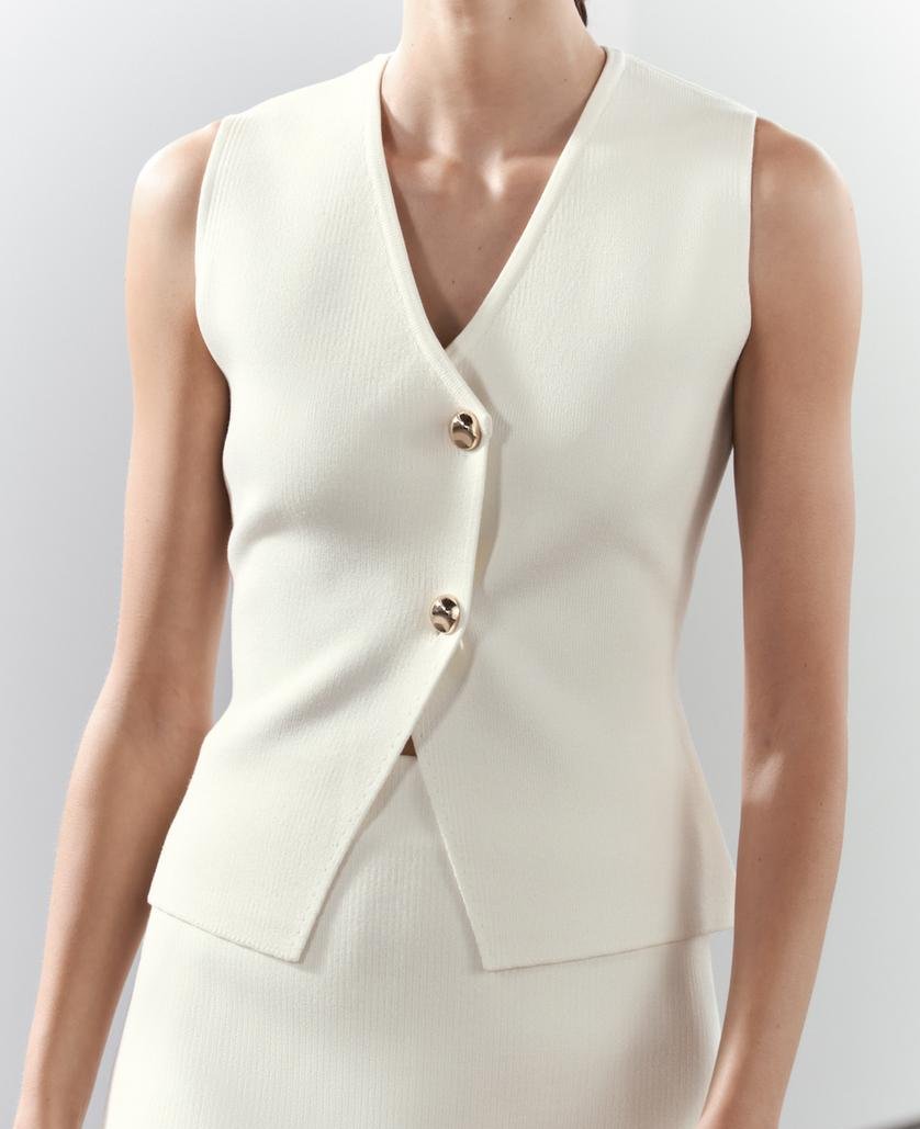 Gilet Top mit V‑Ausschnitt – weiches Stretch, Stockholm‑Chic