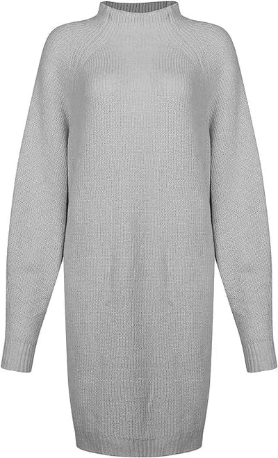 Damen Strickkleid mit Rollkragen und Oversize Passform