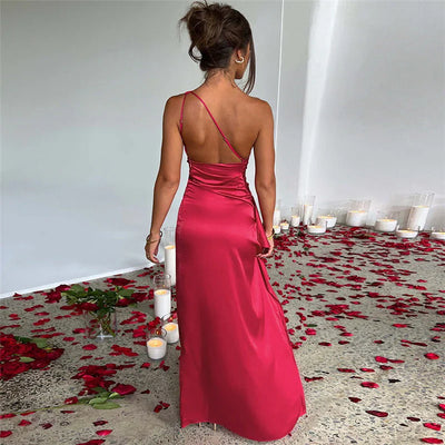 Khaori – Elegantes Satin-One-Shoulder-Kleid