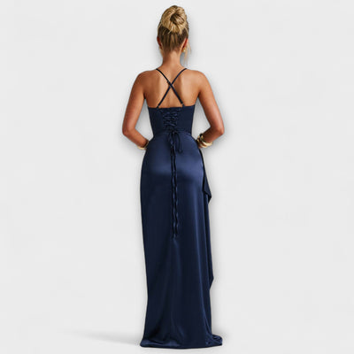 Krielle – Marineblaues Maxikleid mit Schlitz