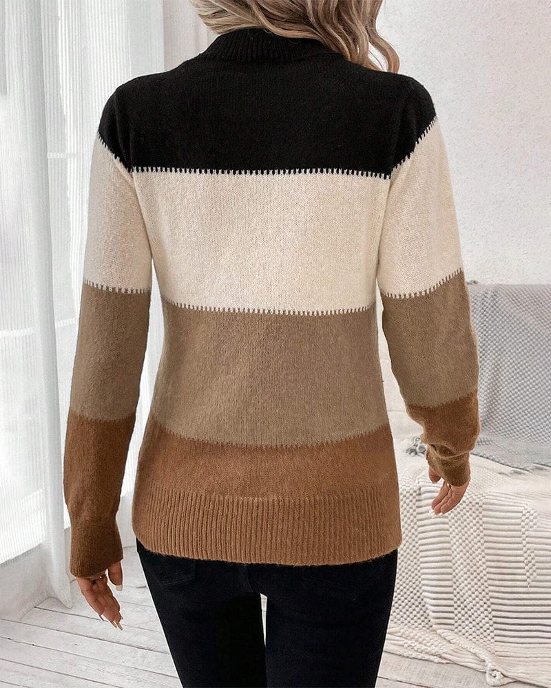 WARME STRICKPULLI MIT FARBBLÖCKEN