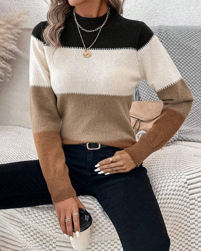 WARME STRICKPULLI MIT FARBBLÖCKEN