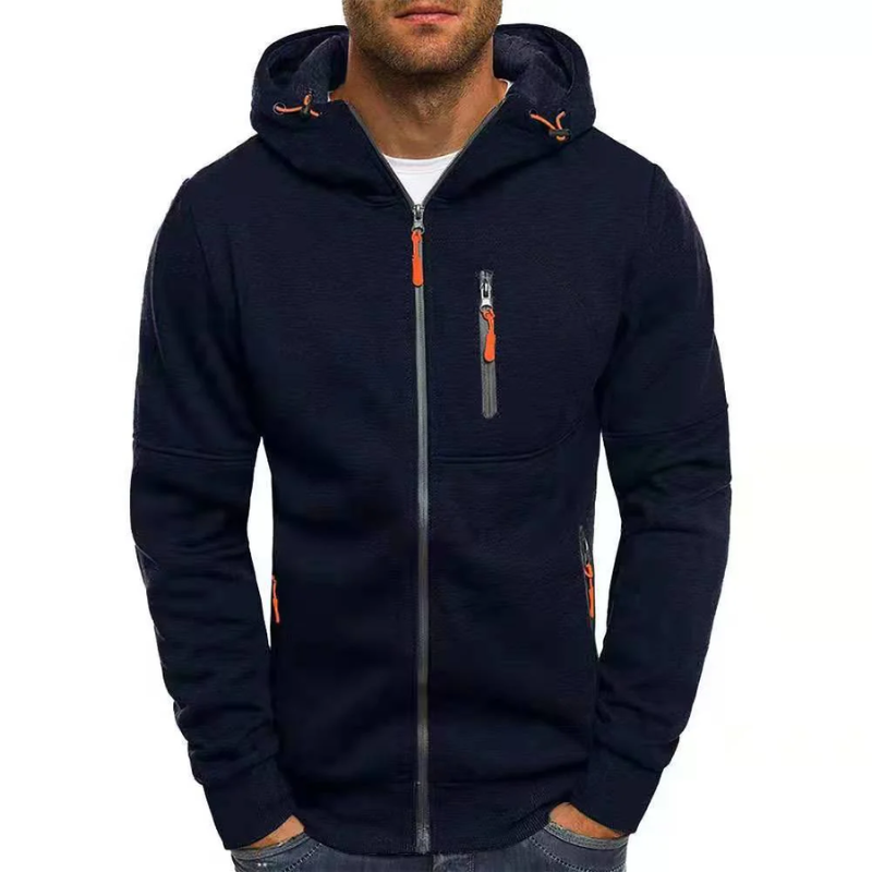 Danny | Herren Hoodie mit Reißverschluss | Schwarz Kapuzenpullover