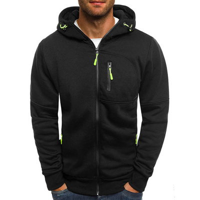 Danny | Herren Hoodie mit Reißverschluss | Schwarz Kapuzenpullover