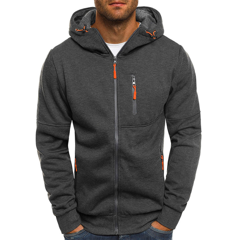 Danny | Herren Hoodie mit Reißverschluss | Schwarz Kapuzenpullover
