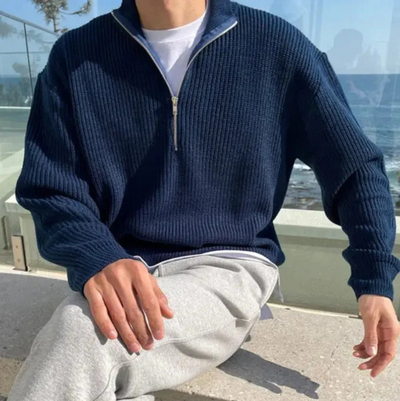 August | Herren Pullover mit Reißverschluss | Knit Sweater