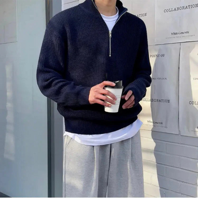 August | Herren Pullover mit Reißverschluss | Knit Sweater