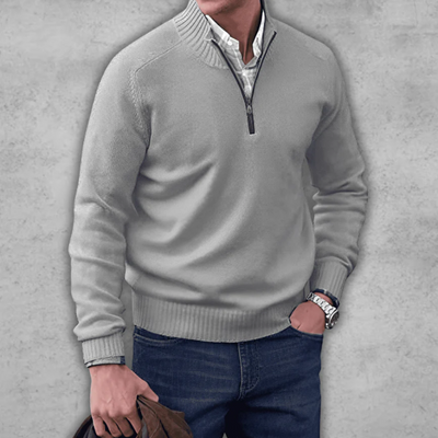 Hilmar | Herren Pullover mit Reißverschluss | Strick Sweater