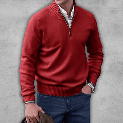 Hilmar | Herren Pullover mit Reißverschluss | Strick Sweater
