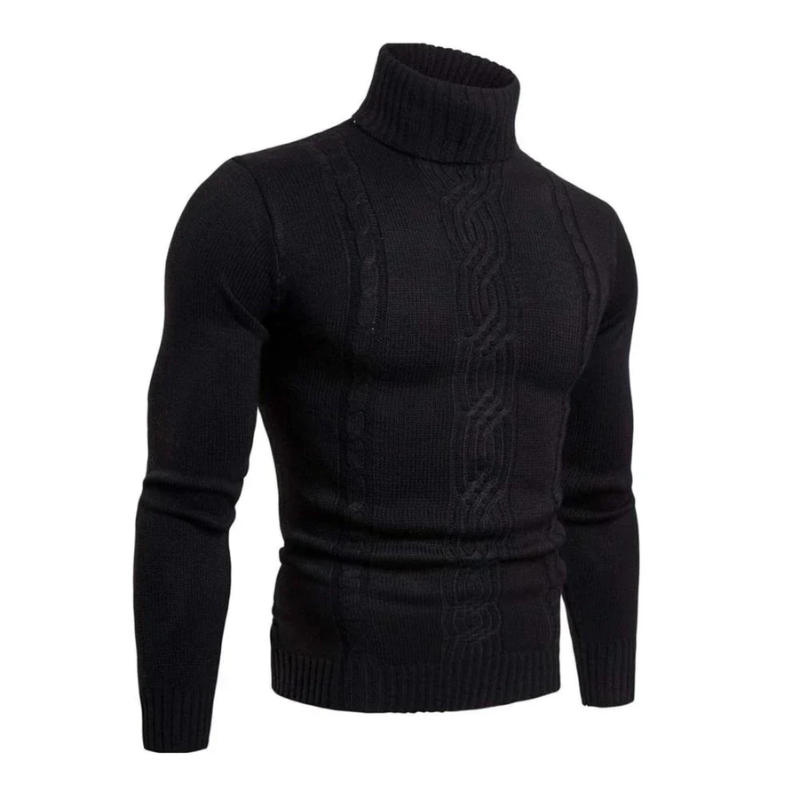 Davin | Herren Rollkragenpullover Schwarz | Ausgefallene