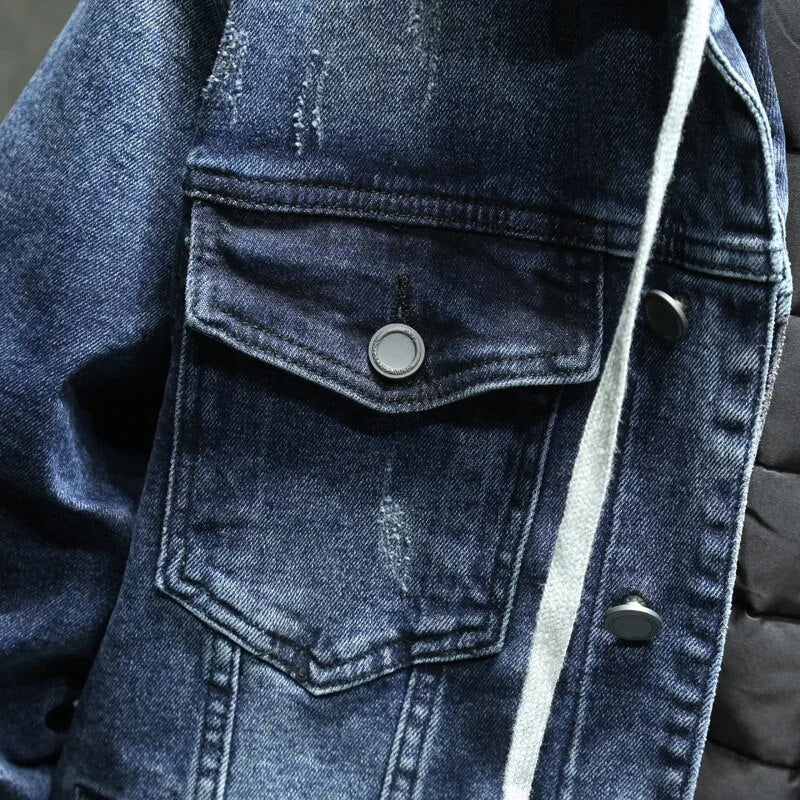 Uzien | Herren Schwarz Jeansjacke | Warme
