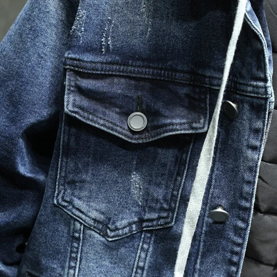 Uzien | Herren Schwarz Jeansjacke | Warme