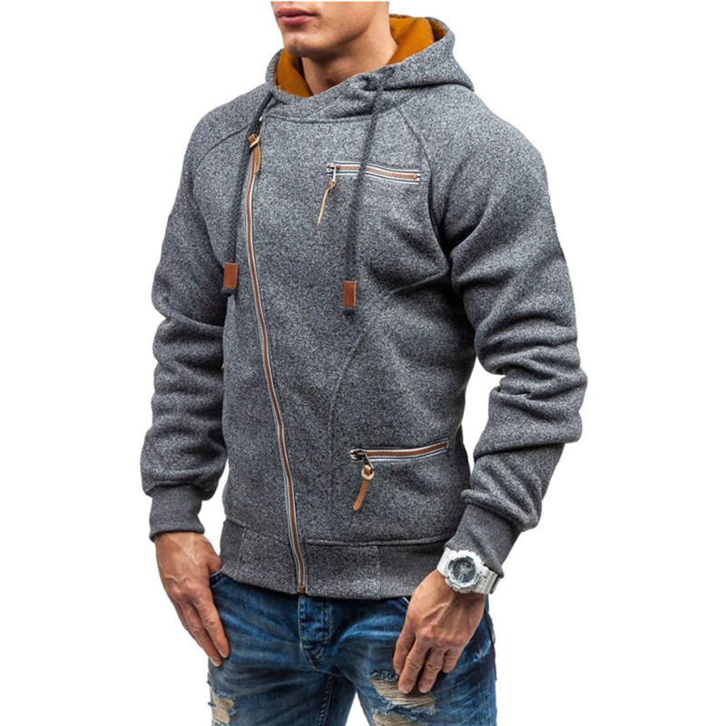 Detlef | Hoodie mit Reißverschluss Herren | Schwarz Kapuzenpullover
