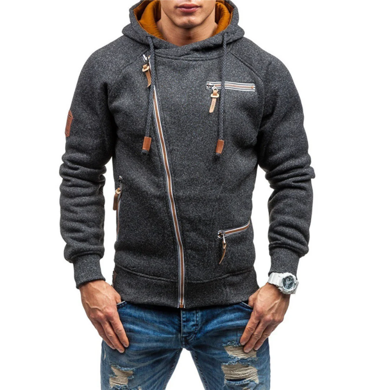 Detlef | Hoodie mit Reißverschluss Herren | Schwarz Kapuzenpullover