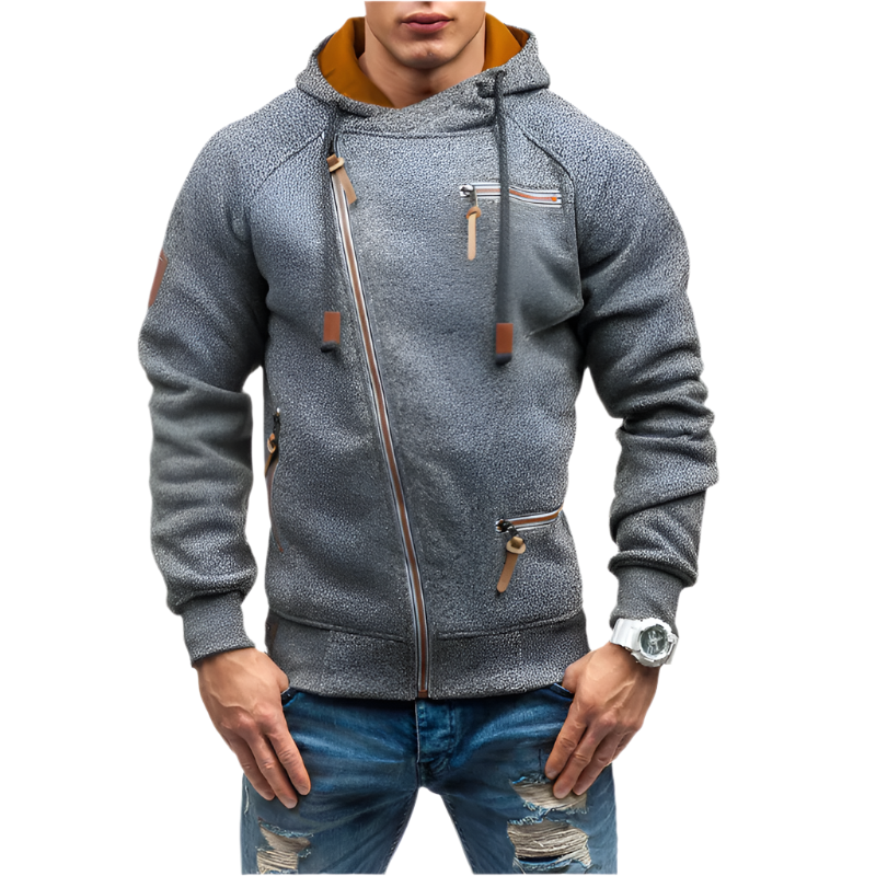 Detlef | Hoodie mit Reißverschluss Herren | Schwarz Kapuzenpullover