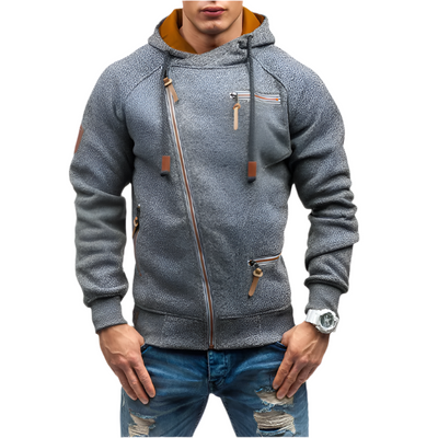 Detlef | Hoodie mit Reißverschluss Herren | Schwarz Kapuzenpullover