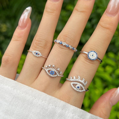 Toba Evil Eye Ring - Sterling Silber