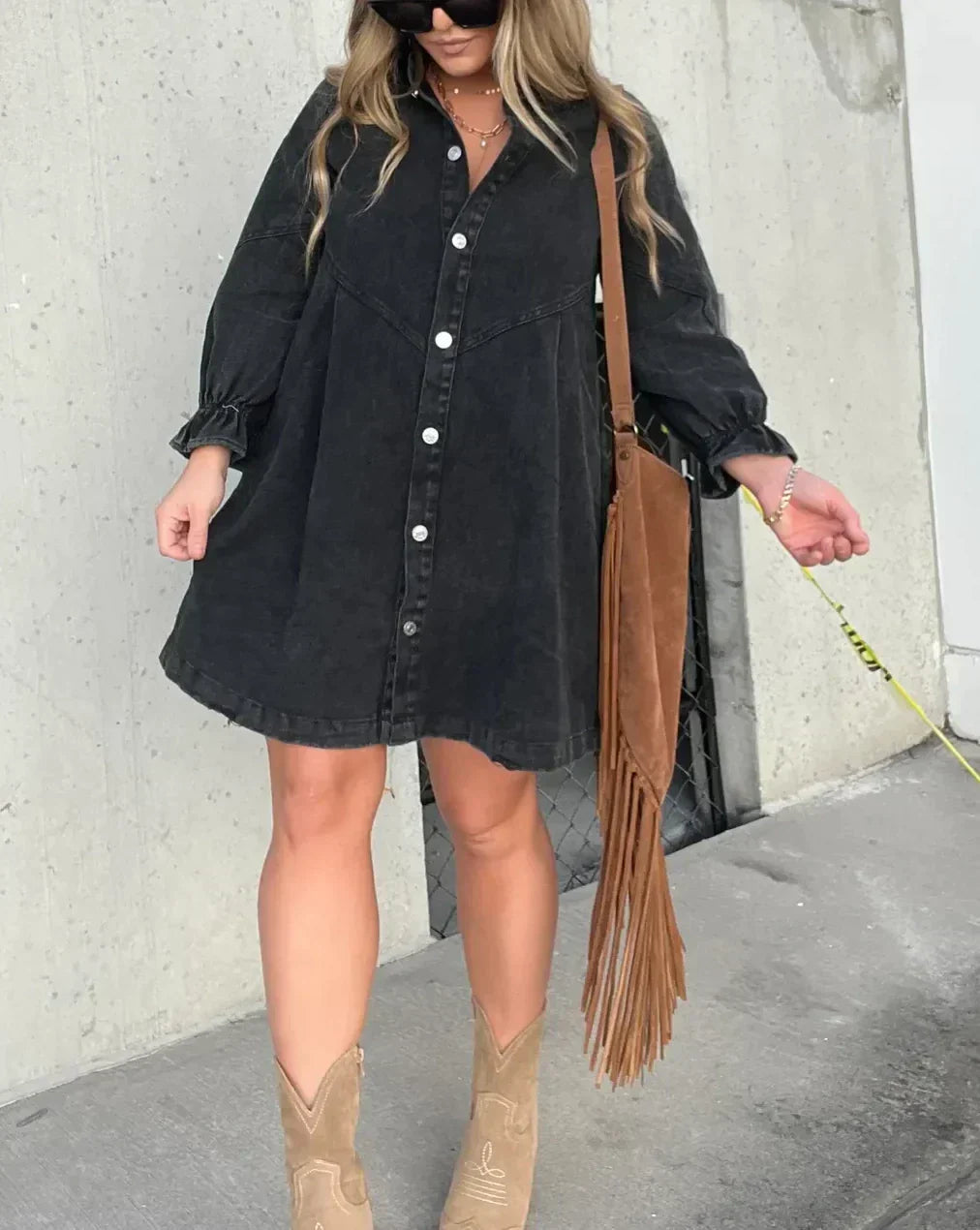 Cäcilia – Langärmliges Jeanshemdkleid