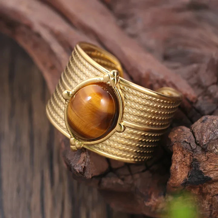 Orange Stein Breite Gold Ring