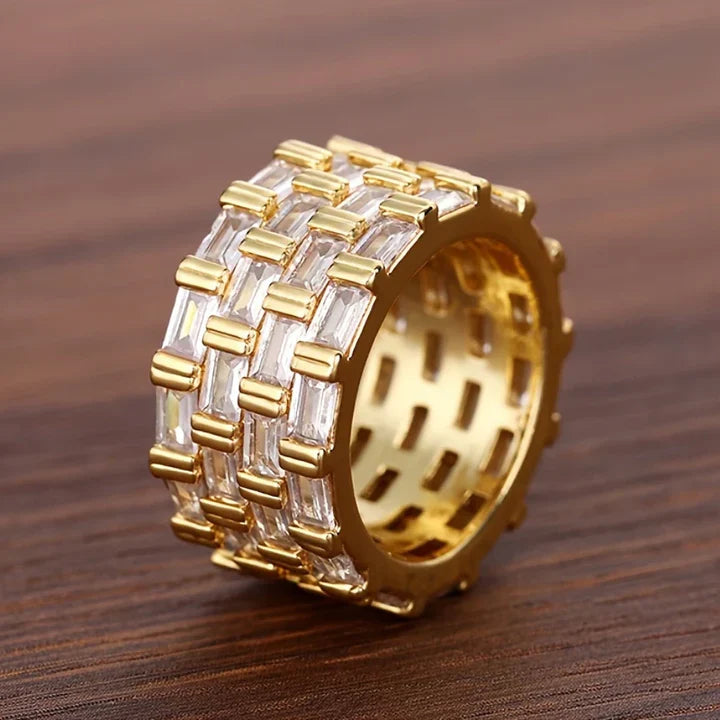 Geschichteter Gold-Zirkonia-Ring