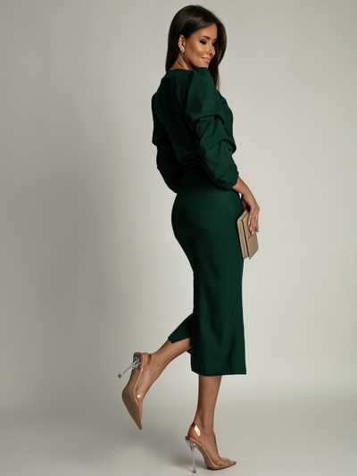 Cleopatra – Midikleid mit Cache-Cœur-Ausschnitt und Statement-Ärmeln