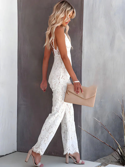 Jalina – Stilvoller ärmelloser Spitzen-Jumpsuit