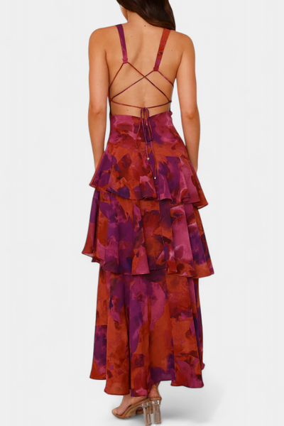 Kensie – Chiffonkleid Mit V-Ausschnitt Und Fließenden Lagen