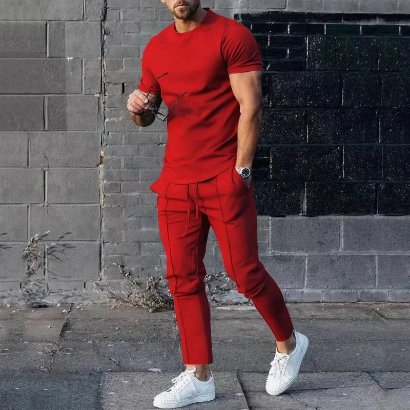 Herren-Freizeitset mit T-Shirt und Slim-Fit-Joggerhose