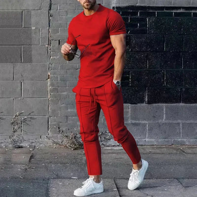 Herren Freizeit Set – Zweiteiler mit T-Shirt & Hose im modernen Slim Fit