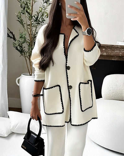 Damen Zweiteiler Set – Elegantes Outfit mit Jacke und Hose