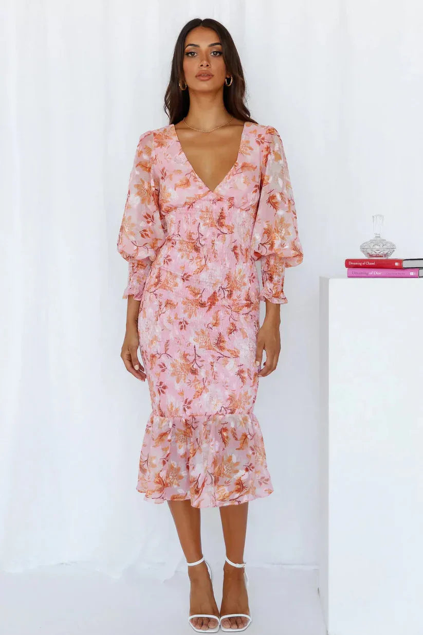 Florales Midikleid für Damen | Elegantes Sommerkleid aus hochwertigem, leichtem Stoff