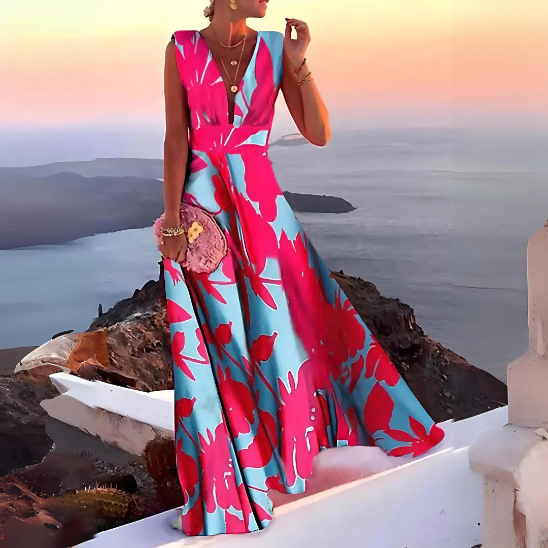 Rashida – Ärmelloses Maxikleid in A-Linie mit V-Ausschnitt
