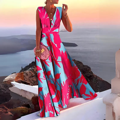 Rashida – Ärmelloses Maxikleid in A-Linie mit V-Ausschnitt
