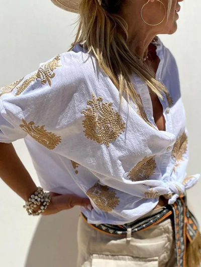 Rona - Puffärmelige Bluse mit einzigartigem Druck und stilvollem Design