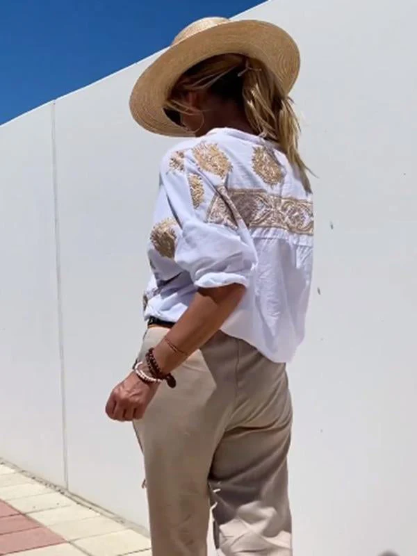 Rona - Puffärmelige Bluse mit einzigartigem Druck und stilvollem Design